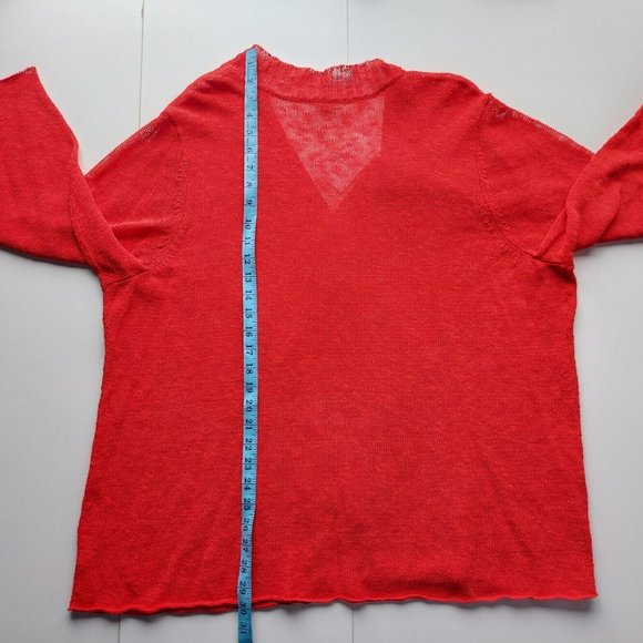 NWT EILEEN FISHER WOMAN 3X Melange Linen Grain Cascading Front Textured Cardigan - Picture 7 of 16